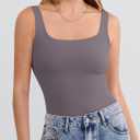 ANRABESS Tank Top for Women Summer 2026 Double Lined Sleeveless Square Neck Basic Tight Workout Tees Shirts