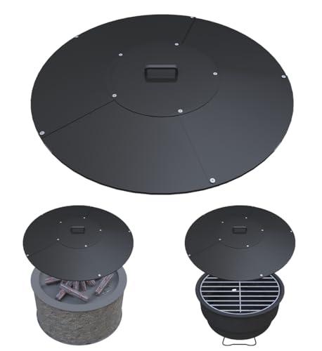 Ardier 32" Round Fire Pit Lid Fits for Bonfire Pits up to 30", Metal Cover with Handle, All-Weather Resistance Outdoor Firepit Accessory, Smokeless Fire Pit Cover for Fire Tables