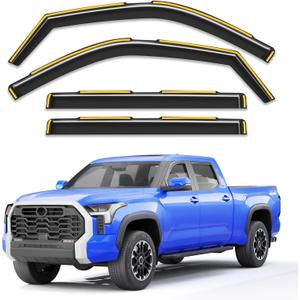 in-Channel Window Rain Guards Fit for Toyota Tundra 2022 2023 2024 2025 2026 CrewMax, Extra Durable Visors Vent Visors Window Deflector Vent Shades Truck Car Accessories -4 pcs