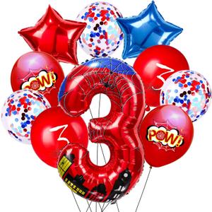 Cartoon Hero 40 Inch Red and Blue Spider Theme Number Foil Birthday Decoration Balloons, Cartoon Party Birthday Supplies, Number large Balloons for Spider Theme Party (3)