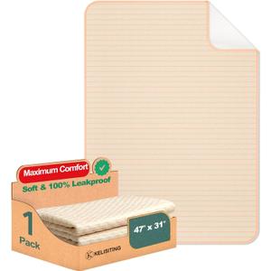 Bed Pads for Incontinence Washable Waterproof, 47" x 31" (Pack of 1) - Reusable Large 4-Layer Soft Pee Pads for Adults, Women, Elderly, Pets, Bed Underpads for Bed, Sofa, Couch, Furniture - KELISITING