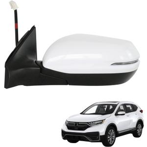 Side Mirror Car Door Mirror Fits for HONDA CRV 2017-2022 Left Driver Side | Power Adjustable Glass |Signal |Heated |Blind Sport Monitor | Paint to Match |HO1320318 | White (LH)