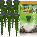 Mole Repellent for Lawns Gopher Screw Repeller Solar Powered Outdoor Groundhog Deterrent Vibration Stakes - Quiet Get Rid of Snake Vole Armadillo - No Poison Kill Traps (Green 8pack)