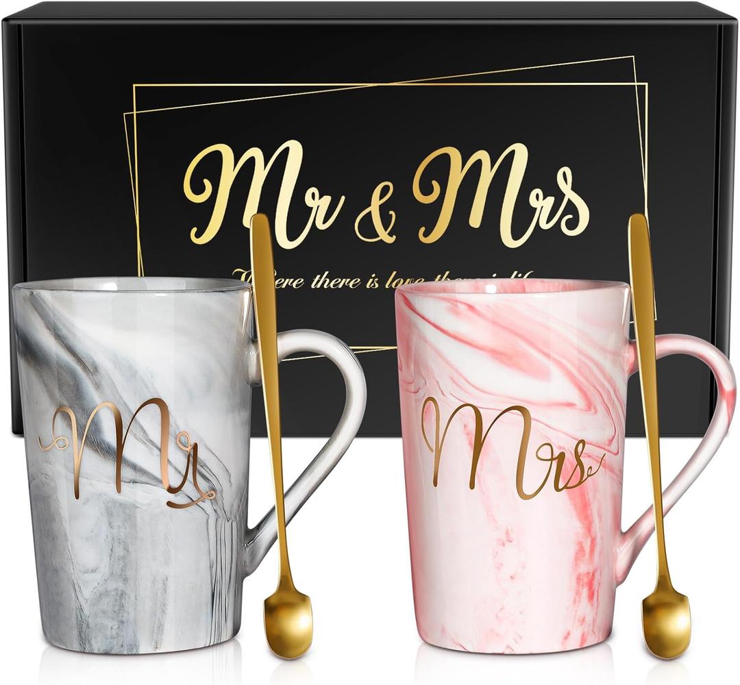 Linkax Wedding Gifts for Couples 2026, Mr and Mrs Coffee Mug His and Hers Bride to Be Bridal Shower Gifts, Useful Christmas Anniversary Engagement Present for Couple Newlyweds Husband Wife