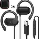 Open Ear Headphones Wired for Samsung S25 S24 Ultra S23 Fe S22+ A35, USB Type C Earphone with Mic Over Ear Wired Earbuds with Ear Hook for iPhone 17 Air 16 15 Pro Max Plus iPad Pixel 10 9 8a 7