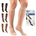 Truform Sheer Compression Stockings, 15-20 mmHg, Women's Knee High Length, 20 Denier, Nude, Medium