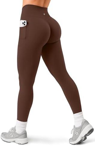 Sogetdo No Front Seam Leggings with Pockets for Women High Waistd Buttery Soft Stretchy Workout Gym Yoga Pants, S