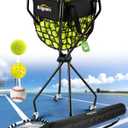 Angooni Upgraded Tennis Ball Hopper for 150 Balls, Tennis Cart with Wheels & Storage Bag, Lightweight Foldable Pickleball Cart, Ideal Gift for Training, Teaching & Family Play