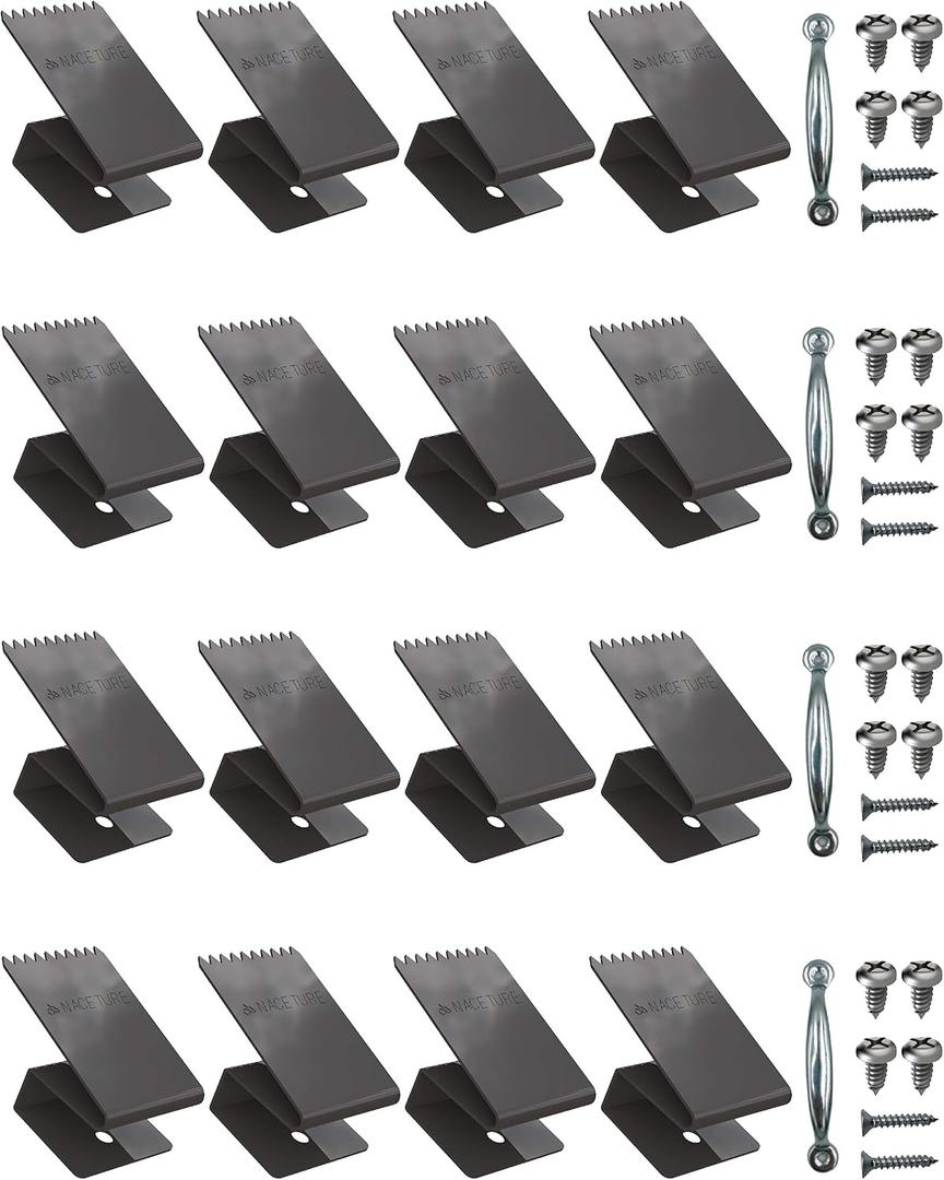 Hurricane Window Board-Up Clips Universal and Reusable Hurricane Storm Plywood Clips for Windows with Door Handles and Screws 1/2 inch 16 Pack (1/2")