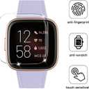 WFEAGL Leather Band for Fitbit Versa - Top Grain Leather Replacement Strap with Lilac Band and Rosegold Buckle