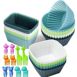 Silicone Cupcake Liners 34 Pack Baking Cups Muffin Liners Nostick Cake Molds Bento Lunch Box Dividers