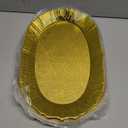 AVLA 6 Pack Plastic Serving Tray, Gold Serving Platter Set, Reusable Party Snack Serving Tray, Decorative Food Appetizer Platters for Dessert Table, Cupcake, Charcuterie, Cookies, 14" x 8.5"