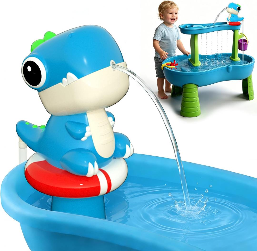 Dinosaur Water Table Pump - Rechargeable Water Pump for Water Table Accessories - Battery Powered Water Pump Continuous Flow 3 Hours Non-Stop Fun (Blue)