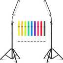 Led Video Lighting Kit with Wand Stick - Photography Studio Light,Adjustable Tripod Stand,Vallkay 9 Color Filters 5600K Dimmable Portable Stand for Live Streaming/Portrait Photo/Vlog, Black (D4002)