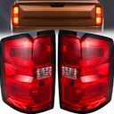 Tail Light Assembly Compatible with 2014 2015 2016-2019 Chevy Silverado 1500 2500HD 3500HD GMC Sierra 3500HD Left Driver Side Right Passenger Side Taillight Brake Lamp Bulb and Harness
