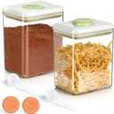 2 Pack POP Airtight Brown-Sugar Keeper-Container - Cereal Containers Storage 1.9Qt(61Oz/1.8L) Tablespoon Scoop Suitable for Storing Grains, Snacks, Dried Fruits etc,Stackable One-Touch Opening