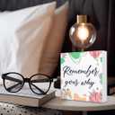 Inspirational Wood Box Sign 5x5 Inch - "Remember Your Why" Motivational Plaque for Home & Office, Encouraging Wall Decor