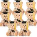 Sotiff 8 Pcs Plush Bear Bulk 7 Inch Stuffed Animal Bear with Graduation Hat and Diploma Gift for Friend, Relative, Preschool, College, High School Graduation Party (Khaki)