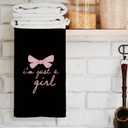 Coquette Trendy Black Pink Bows Kitchen Towels, Coquette Party Decor, Baby Girl Gifts, Girls Room College Dorm Apartment Bathroom Decor Decoration Tea Towels Kitchen Hand Towels 16x24 Inch