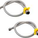 24-Inch Faucet Connector Flexible Hose Stainless Steel Braided Supply Line 1/2" FIP x 3/8" COMP Connects Kitchen sink to Water Supply Pack of 2