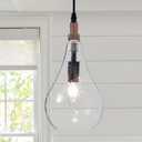 Farmhouse Wood Bubble Seeded Glass Pendant Light Adjustable Industrial Pendant Lighting Fixtures for Kitchen Island Dining Room Bedroom Entryway Sink
