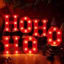 Ho Ho Ho Christmas Decorations Indoor, 6.3 Inches LED Marquee Light up Letters HOHOHO Signs, Battery Operated Christmas Lights Sign for Home Table Top Mantel Room Bedroom Bar Xmas Party Decor