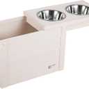 New Age Pet® Piedmont Elevated Dog Feeder, Antique White
Two 32 oz bowls; sliding-lid storage holds 15-20 lbs food; space-efficient design; easy-clean surfaces