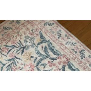 8x10 Washbale Rugs for Living Room, Boho Pink Room Decor for Girls Bedroom, 8 x 10 Soft Non Slip Low Pile Indoor Floral Carpet for Kids Room Playroom Toddler Nursery