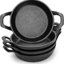 Hiceeden 4 Pcs Small Cast Iron Skillets, 6.3 x 6.3 x 1.5 Inch Non-stick Cast Iron Pan, Mini Frying Pans with Double Handle for Stove, Oven, Grill Safe, Indoor and Outdoor Use