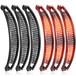 WILLBOND 6 Pcs Banana Clip Hair Clincher Combs Classic Banana Hair Clip Fish Shape Ponytail Clips for Women Girls Thick Curly Thin Fine Hair(Brown, Black)