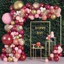 Amandir 162Pcs Burgundy Balloon Garland Arch Kit, Light Pink White Maroon Balloons Confetti Latex Metallic Gold Balloons for Valentines Birthday Bridal Shower Wedding Graduation Party Decorations