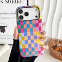Compatible with iPhone 17 Pro Max Case, Cute Colorful Checkered Case with Shockproof Slim Soft TPU and Hard PC Protective Cover for Women/Men Designed for iPhone 17 Pro Max 6.9'', Colorful 2