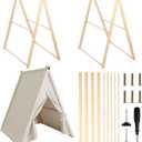 2 Set Wooden Teepee Frame Poles for Tent, 49 x 39 x 38.5 Inches