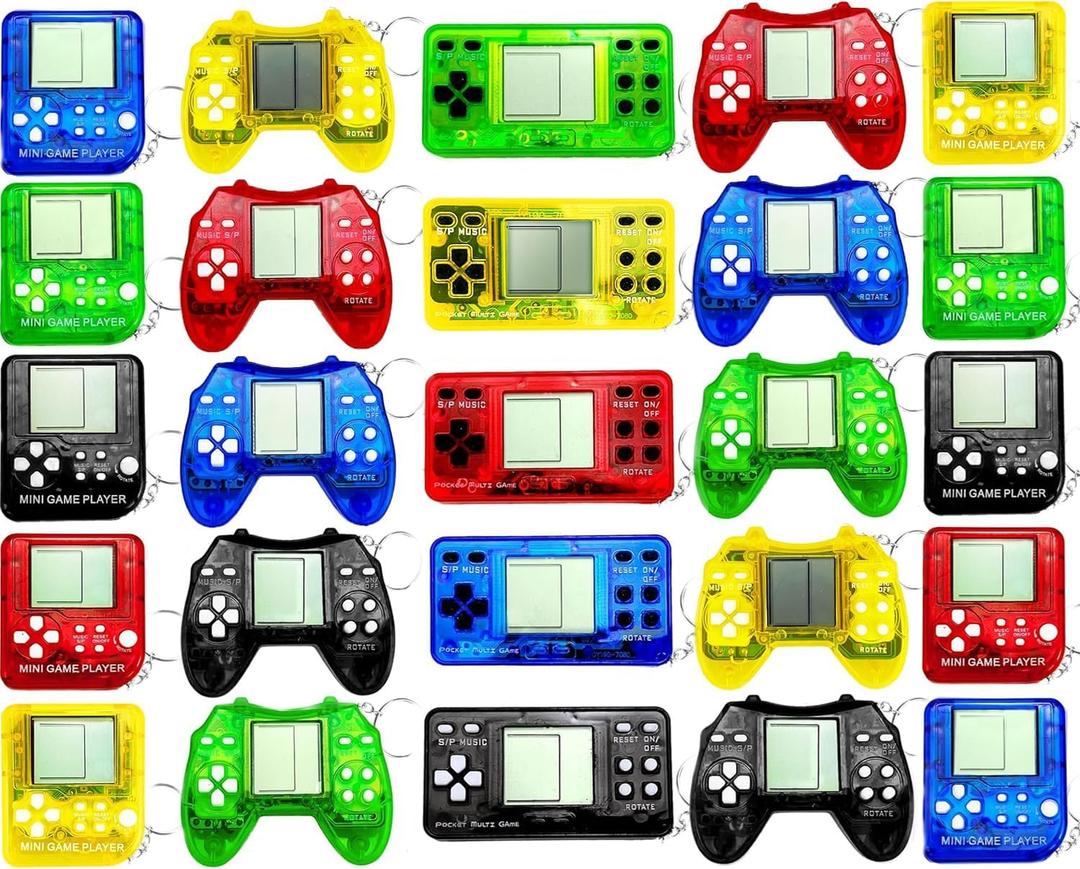 25 Pcs Video Game Party Favors, Mini Video Games Keychain, Gamer Birthday Party Decorations, Gamer Party Favors for Kids 8-12, Classroom Prizes, Goodies Bags Stuffer, Backpack