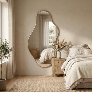 26x48 Inches Gold Wall Mirror Modern Asymmetrical Mirror