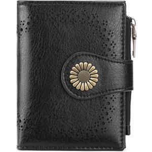 SENDEFN Small Wallets for Women Bifold RFID Blocking Leather Card Holder Compact Wallet with Zipper Coin Pocket