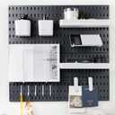 Pegboard Combination Kit for Wall Organizer, Wall Mounted Peg Board Kits for Kitchen, Bedroom, Office, &Bathroom, 4 Pieces Black Pegboards and 14 Accessories, 22" x 22"