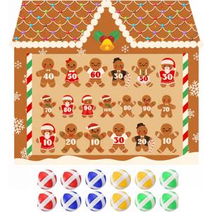 Jenaai Christmas Games Toys Gifts Large Xmas Felt Dart Board Game with 12 Pcs Sticky Balls Christmas Party Supplies Indoor Outdoor Xmas Decor for Family Carnival Birthday Gifts