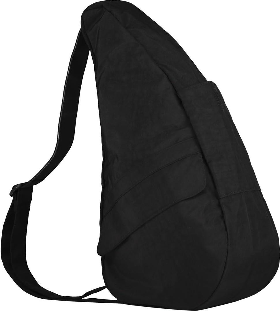 AmeriBag 19" Nylon Healthy Back Bag Ergonomic Crossbody Sling for Everyday Use, Travel & Walking Comfort (Black)