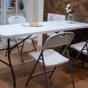 pollilar 6FT Folding Table Plastic 6 Foot Foldable Table HDPE Portable Banquet Surface Fold-in-Half Desk Utility for Working Meeting,Parties, Picnic, Camping, Weddings, Catering, Garden Dining-White