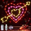 Hiboom 14 Inch Valentines Lights, 8 Lighting Modes Valentines Day Decorations with Remote, Light Up Hearts for Windows Valentines Day Decor, Red Outdoor Heart Lights for Front Door Wedding