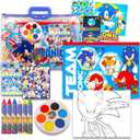 Sonic The Hedgehog Drawing and Painting Set for Boys - Sonic Gift Bundle with Coloring Book, Coloring Utensils, Watercolor Paints, Stickers, Tattoos, More | Sonic Crafts for Kids