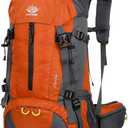 WoneNice 50L(45+5) Waterproof Hiking Backpack - Outdoor Sport Daypack with Rain Cover (Orange)