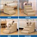 Aodisman 3-Step Dog Ramp and Stairs for Sofa and Chair - Non-Slip Sturdy Pet Steps for Small Dogs and Cats,15.7" H,Khaki