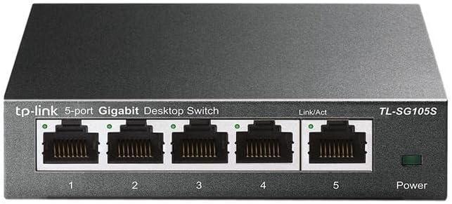 TP-Link TL-SG105S | 5 Port Gigabit Ethernet Switch | Desktop/Wall-Mount | Plug & Play | Fanless | Sturdy Metal 802.1p/DSCP QoS & IGMP Snooping | Compact Design
