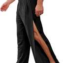 Deyeek Men's Tear Away Pants 2 Side Snap Open Bottom Sweatpants Loose Fit Casual Post Surgery Pants with Pockets (X-Large, Black)