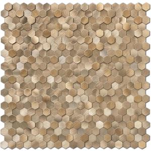 STICKGOO Peel and Stick Backsplash Tiles, Stick on Mosaic Self Adhesive Tiles, 3D Hexagon Backsplash for Kitchen Bathroom Fireplace Vanity (8PCS, Copper)