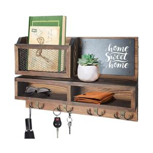 Key Holder for Wall, Mail Organizer Wall Mount with Key Hooks and Wallet Holder, Sunglasses Storage and Dog Leash Hanger, Decorative with 4 Double Hooks and Chalkboard