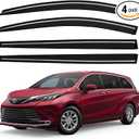 Window Visor Front Rear Upper Side, Rain Guards Compatible with Toyota Sienna 2021 2022 2023 2024 2025 2026, Tape-On Extra Durable Side Wind
