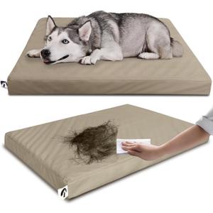 Waterproof Dog Bed for Crate Pad, Leather Brown Hair Resistant Dog Beds with Wipeable Covers, Easy Clean Large Mattress Pet Mat